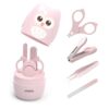 YIVEKO Baby Nail Kit, 4-in-1 Baby Nail Care Set with Cute Case, Baby Nail Clipper, Scissors, Nail File & Tweezers, Baby Manicure Kit and Pedicure kit for Newborn, Infant, Toddler, Kids-Owl Pink