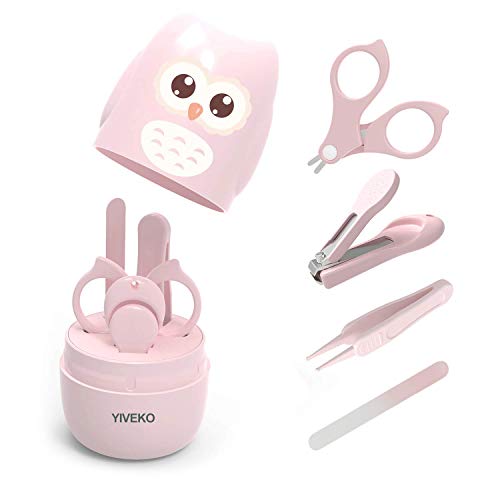 YIVEKO Baby Nail Kit, 4-in-1 Baby Nail Care Set with Cute Case, Baby Nail Clipper, Scissors, Nail File & Tweezers, Baby Manicure Kit and Pedicure kit for Newborn, Infant, Toddler, Kids-Owl Pink 1 YIVEKO Baby Nail Kit, 4-in-1 Baby Nail Care Set with Cute Case, Baby Nail Clipper, Scissors, Nail File & Tweezers, Baby Manicure Kit and Pedicure kit for Newborn, Infant, Toddler, Kids-Owl Pink
