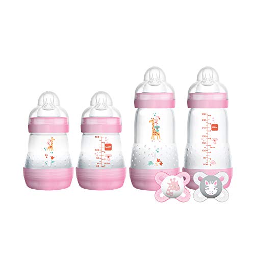 MAM Newborn Essentials "Feed & Soothe" Set (6-Piece), Easy Start Anti-Colic Baby Bottles, 0-2 Month Pacifier, Baby Shower Gifts for Baby Girl, Purple 1 MAM Newborn Essentials "Feed & Soothe" Set (6-Piece), Easy Start Anti-Colic Baby Bottles, 0-2 Month Pacifier, Baby Shower Gifts for Baby Girl, Purple