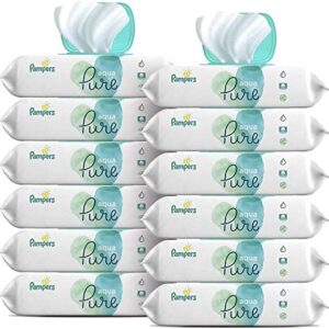 Baby Wipes, Pampers Aqua Pure Sensitive Water Baby Diaper Wipes, Hypoallergenic and Unscented, 12x Pop-Top Packs, 672 Count